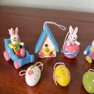 Sweet vintage hand painted wooden Easter ornaments